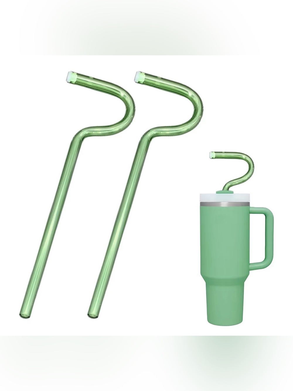 ⚡️Anti Wrinkle Reusable Straws • Green • 2 pack